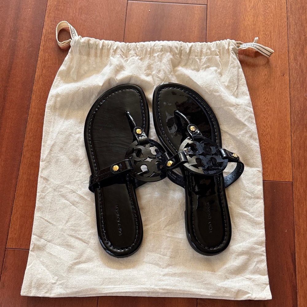 Tory Burch Black Patent Leather Sandals